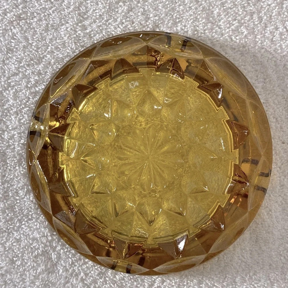 Vintage Anchor Hocking  Fairfield Round Amber Glass Ashtray Trinket Dish - Picture 10 of 11